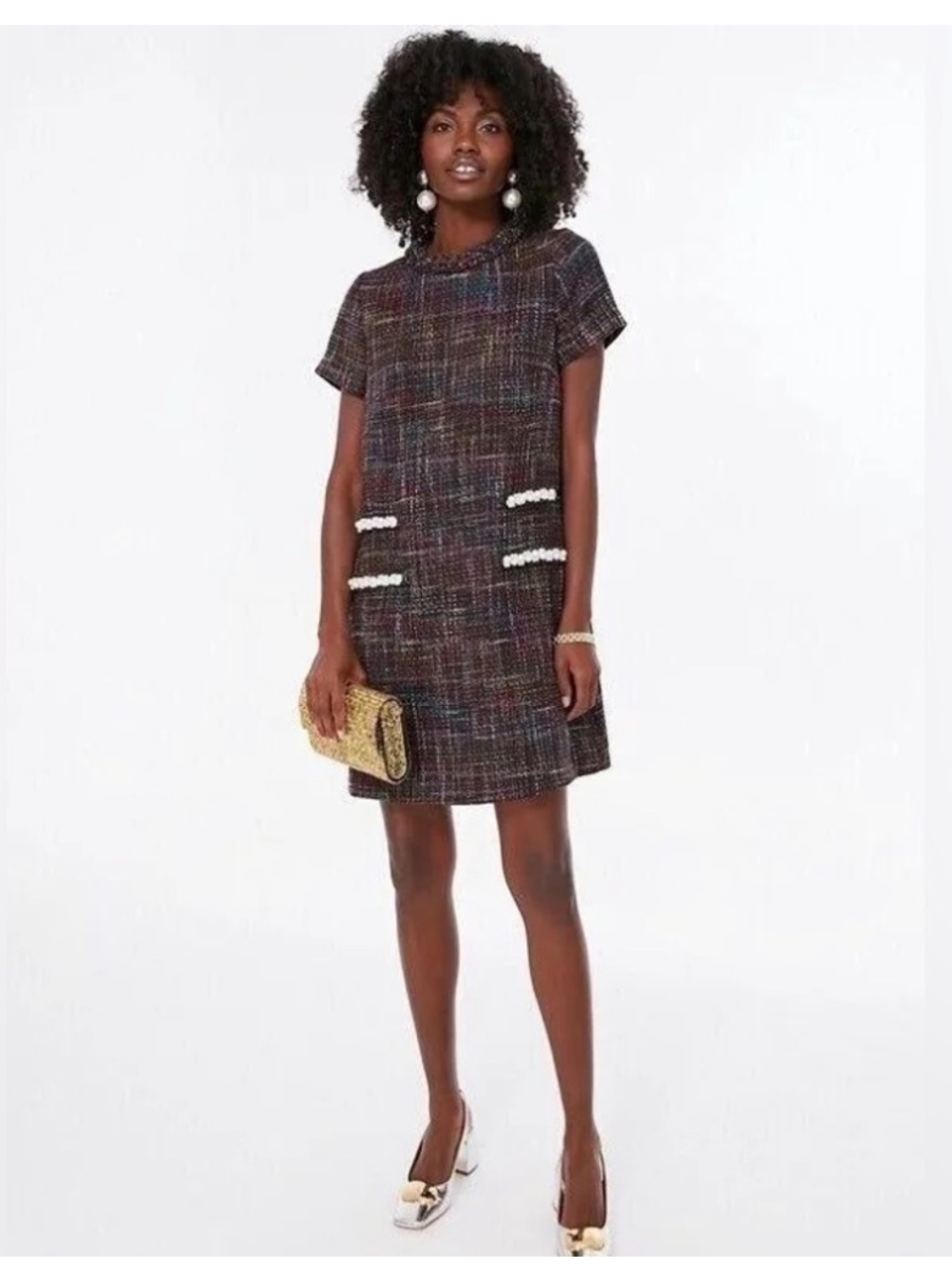 Tuckernuck Tweed Mini Dress in Burgundy, Navy & Metallic